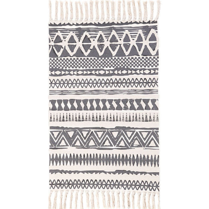 BowLift | Southwestern Bedroom Rug Multicolor Geometric Print Rug Polypropylene Machine Washable Rug with Fringes
