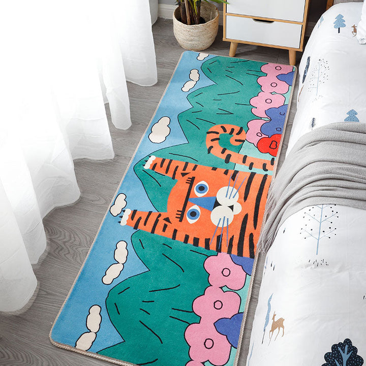 BowLift | Simple Animal Print Rug Multicolored Cute Indoor Rug Synthetic Non-Slip Back Stain Resistant Rug for Room