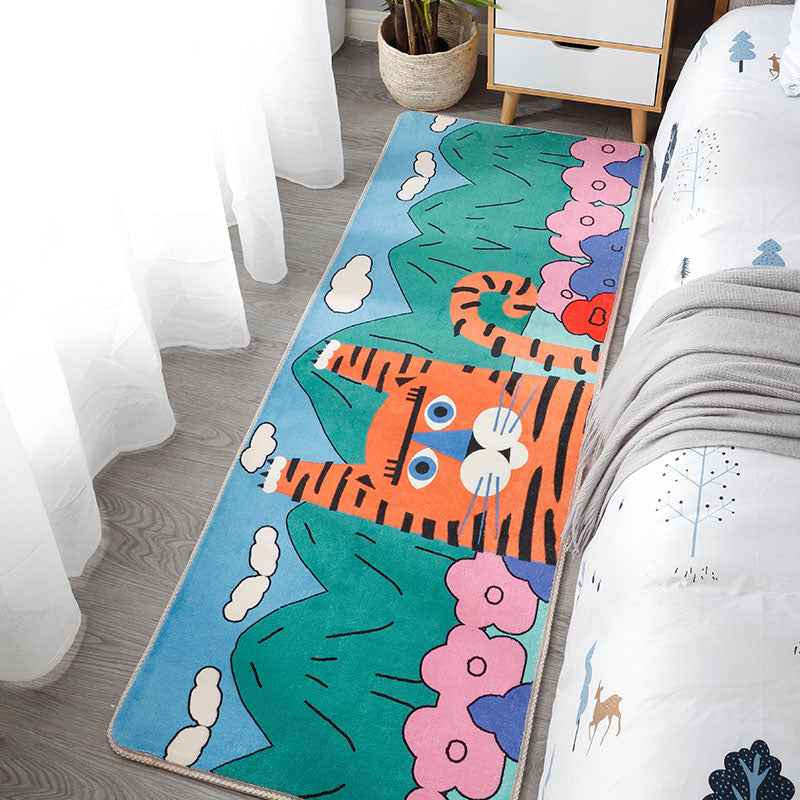 BowLift | Simple Animal Print Rug Multicolored Cute Indoor Rug Synthetic Non-Slip Back Stain Resistant Rug for Room