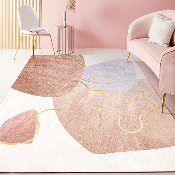 BowLift | Beautiful Bedroom Rug Multicolored Color Block Rug Polyester Non-slip Back Machine Washable Rug