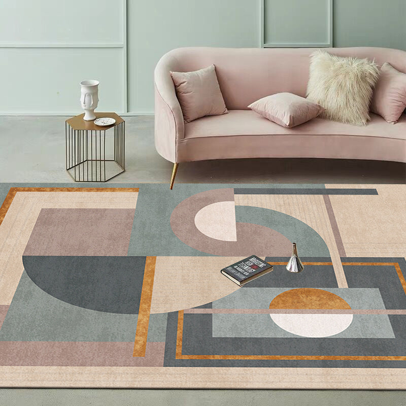 BowLift | Morandi color geometric rug synthetic western rug non-slip backing machine washable rug for the living room