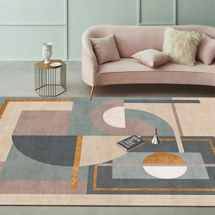 BowLift | Morandi color geometric rug synthetic western rug non-slip backing machine washable rug for the living room