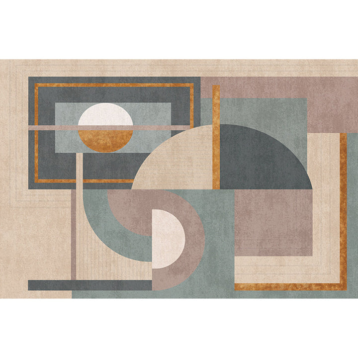 BowLift | Morandi color geometric rug synthetic western rug non-slip backing machine washable rug for the living room
