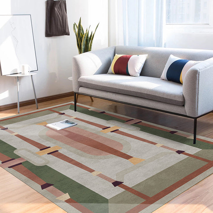 BowLift | Morandi color geometric rug synthetic western rug non-slip backing machine washable rug for the living room