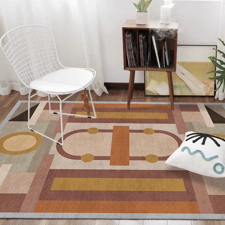 BowLift | Morandi color geometric rug synthetic western rug non-slip backing machine washable rug for the living room