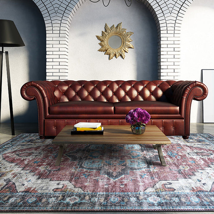 BowLift | Retro Floral Print Rug Multicolored Rustic Area Rug Polypropylene Easy Care Non-Slip Backing Rug for Room