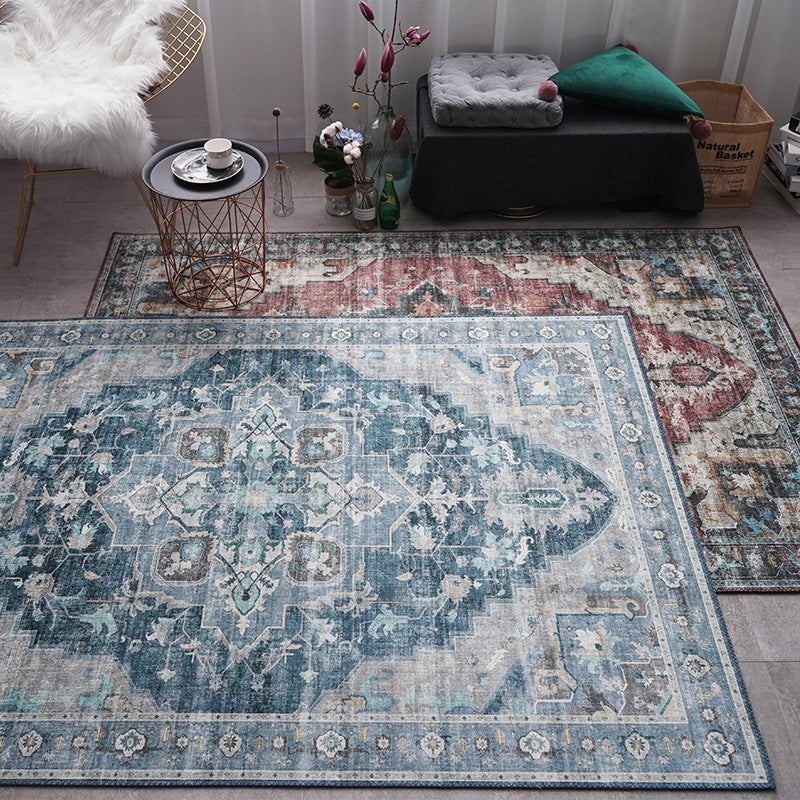 BowLift | Retro Floral Print Rug Multicolored Rustic Area Rug Polypropylene Easy Care Non-Slip Backing Rug for Room
