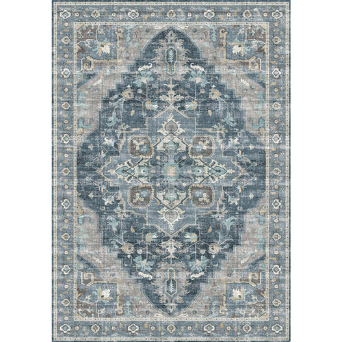 BowLift | Retro Floral Print Rug Multicolored Rustic Area Rug Polypropylene Easy Care Non-Slip Backing Rug for Room