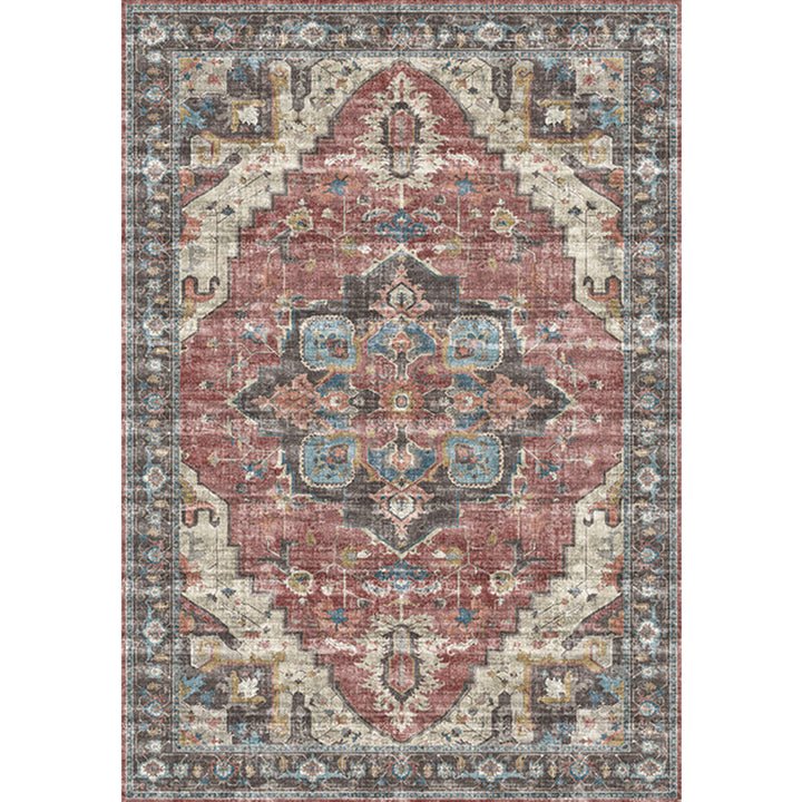 BowLift | Retro Floral Print Rug Multicolored Rustic Area Rug Polypropylene Easy Care Non-Slip Backing Rug for Room