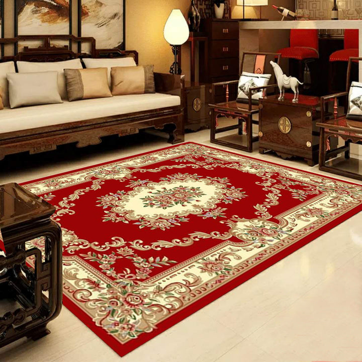 BowLift | Retro Multicolored Western Rug Synthetic Flower Design Area Rug Non-Slip Washable Rug for Living Room