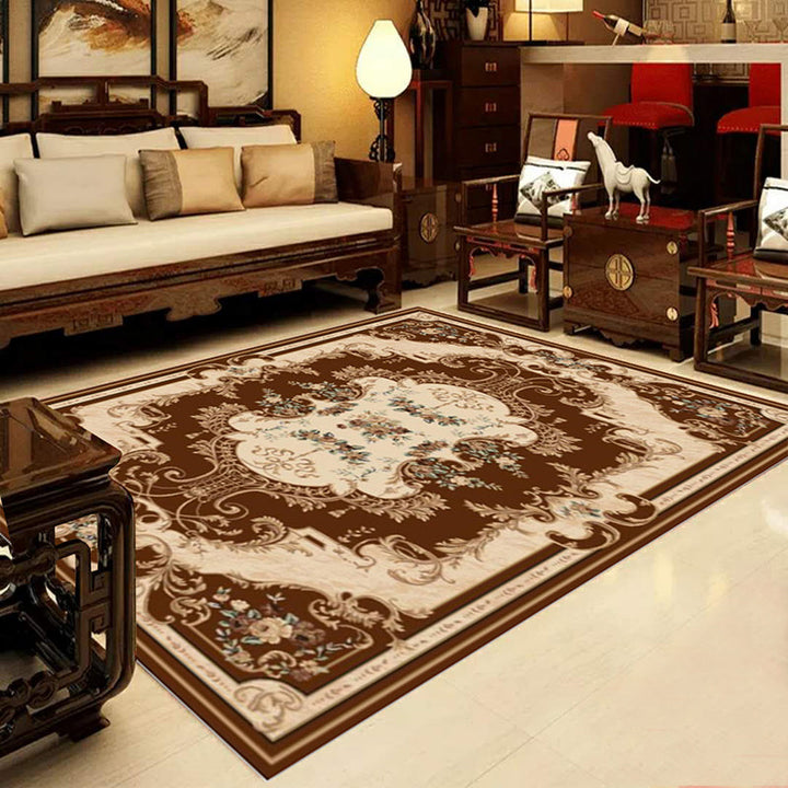 BowLift | Retro Multicolored Western Rug Synthetic Flower Design Area Rug Non-Slip Washable Rug for Living Room