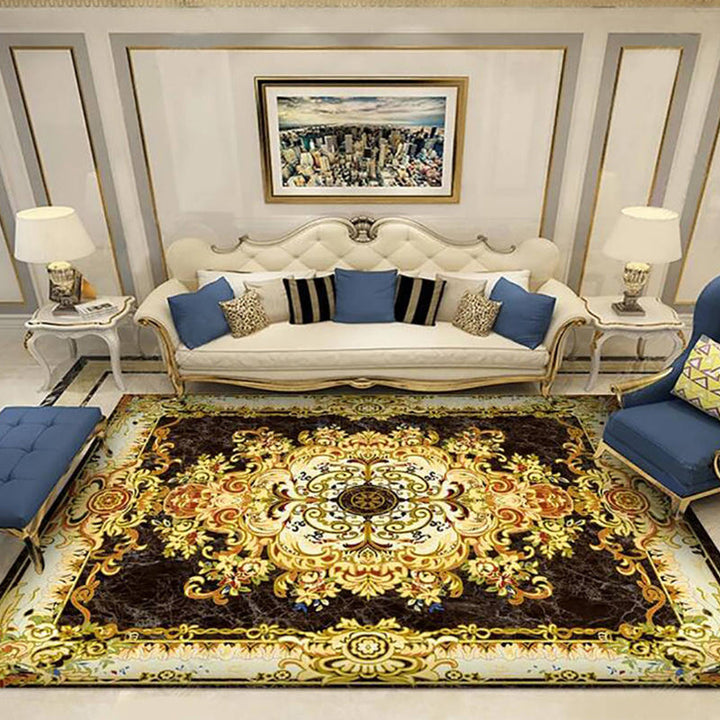 BowLift | Western Floral Printed Rug Multifunctional Polyester Rug Pet-friendly Non-slip Rug for Living Room