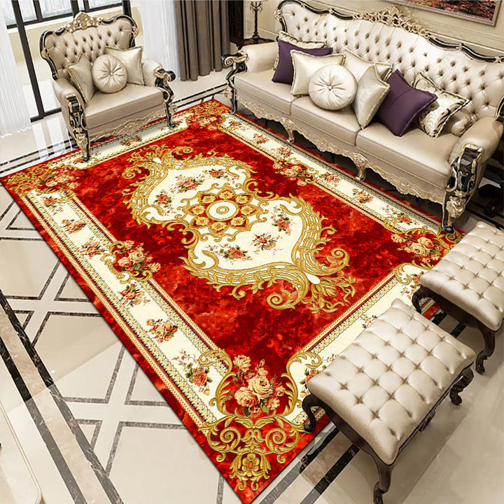 BowLift | Multicolored living room carpet American floral design carpet synthetic easy-care non-slip carpet