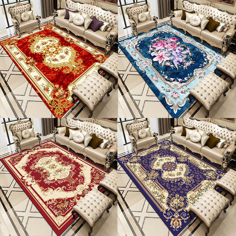 BowLift | Multicolored living room carpet American floral design carpet synthetic easy-care non-slip carpet