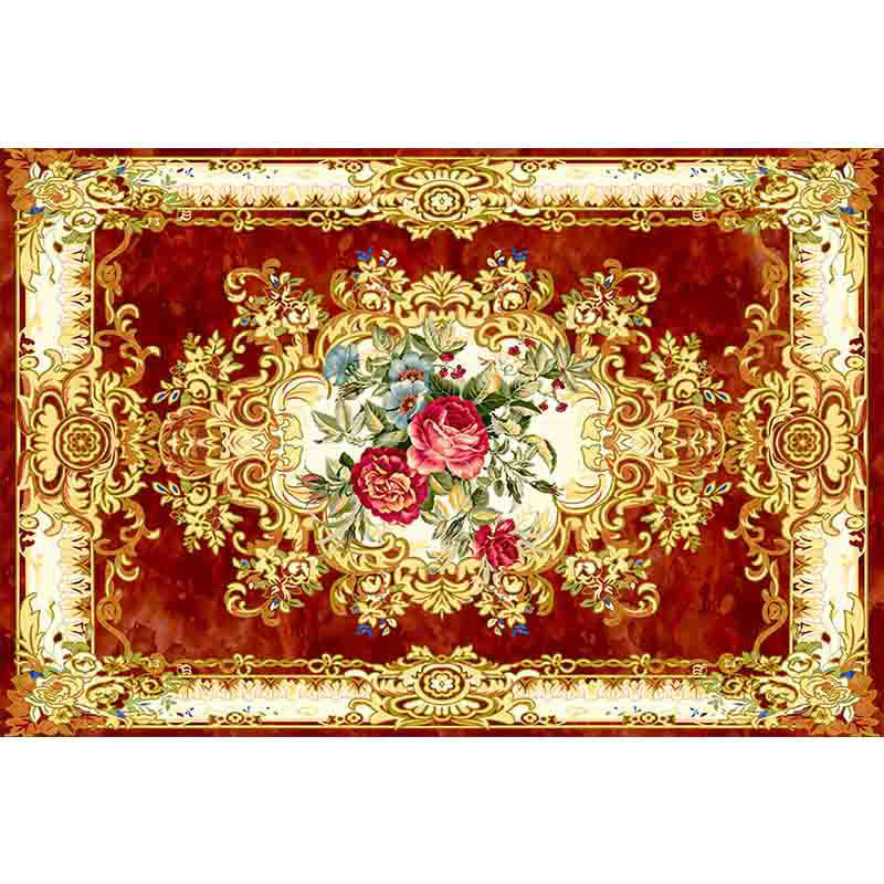 BowLift | Multicolored living room carpet American floral design carpet synthetic easy-care non-slip carpet