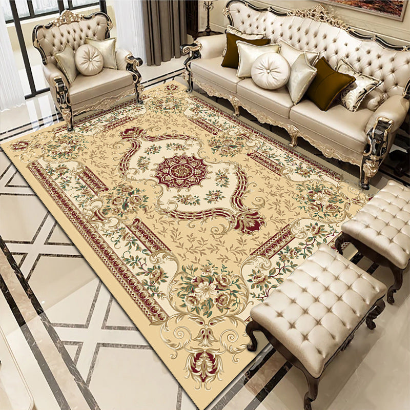BowLift | Multicolored living room carpet American floral design carpet synthetic easy-care non-slip carpet