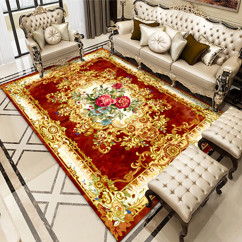 BowLift | Multicolored living room carpet American floral design carpet synthetic easy-care non-slip carpet