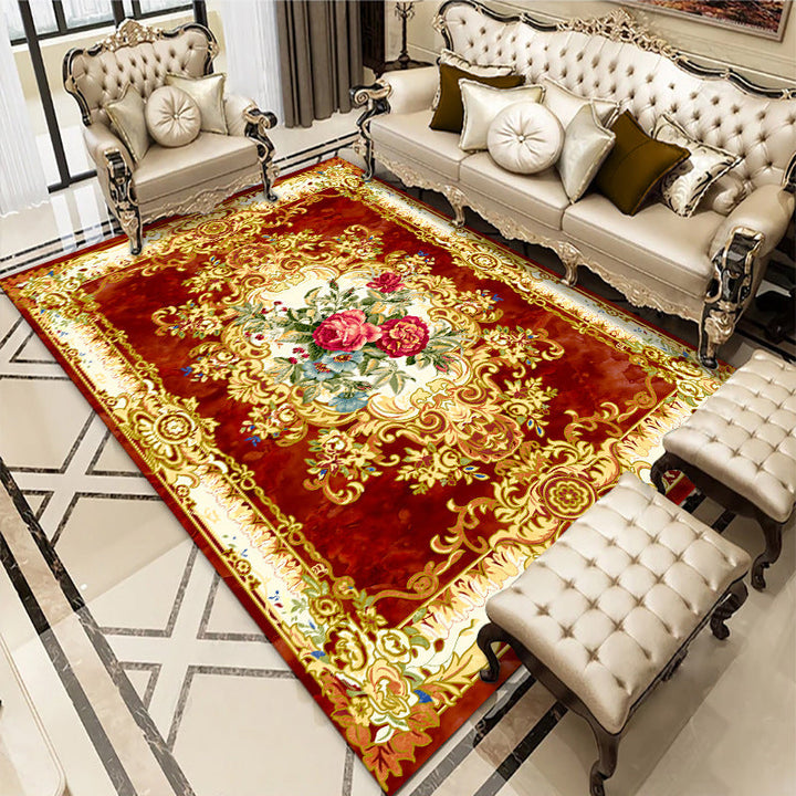BowLift | Multicolored living room carpet American floral design carpet synthetic easy-care non-slip carpet
