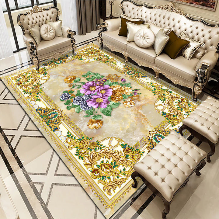 BowLift | Multicolored living room carpet American floral design carpet synthetic easy-care non-slip carpet