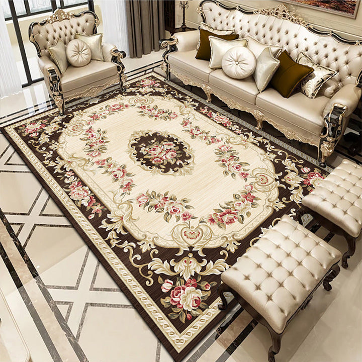 BowLift | Multicolored living room carpet American floral design carpet synthetic easy-care non-slip carpet