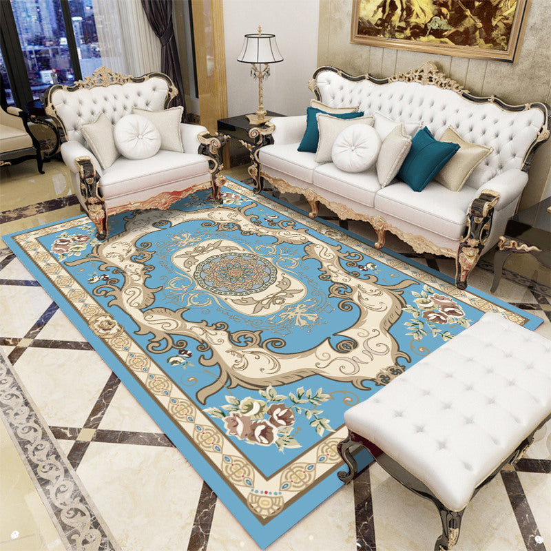 BowLift | Retro floral pattern rug multicolored synthetic indoor rug easy-care pet-friendly rug for rooms