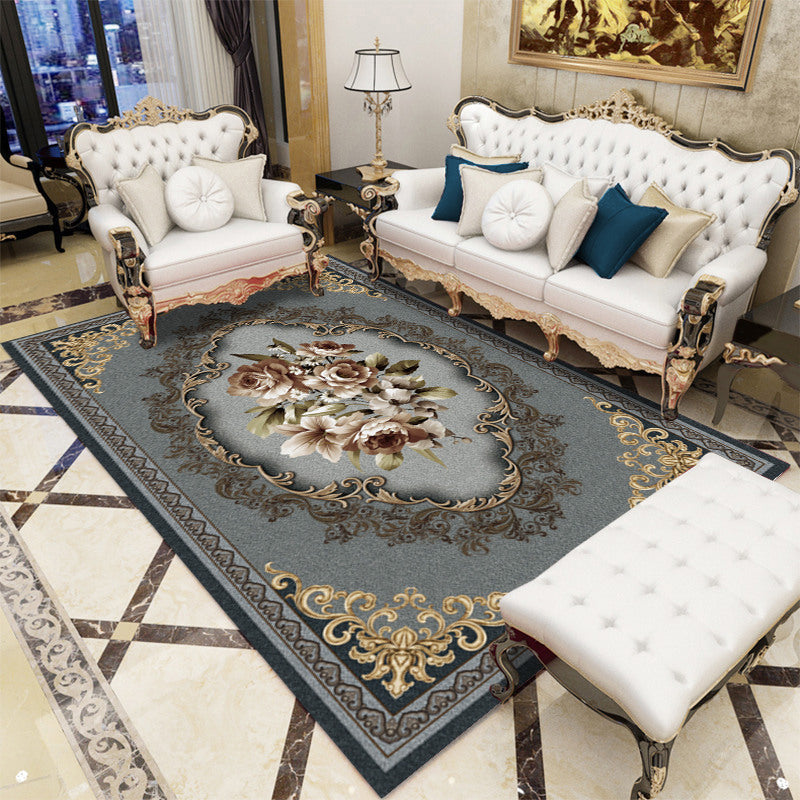 BowLift | Retro floral pattern rug multicolored synthetic indoor rug easy-care pet-friendly rug for rooms