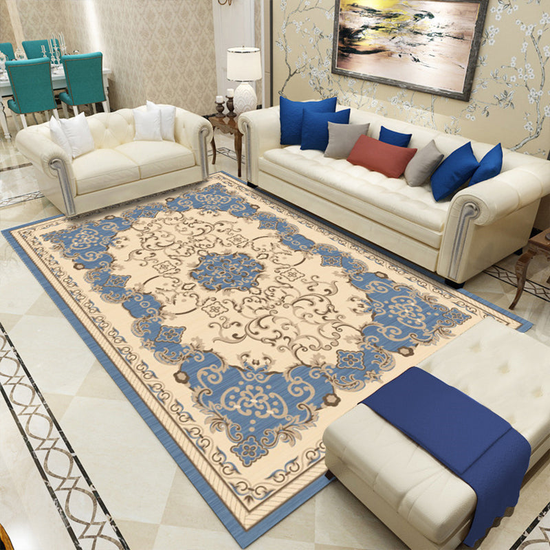 BowLift | Retro floral pattern rug multicolored synthetic indoor rug easy-care pet-friendly rug for rooms