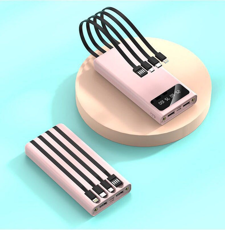 Power bank with integrated multi-charging cable and LCD display Bowlift