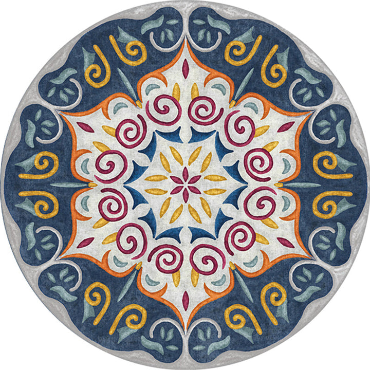 Ethnic Living Room Rug Multicolored Tribal Pattern Rug Synthetic Non-Slip Back Easy Care Indoor Rug | Bowlift