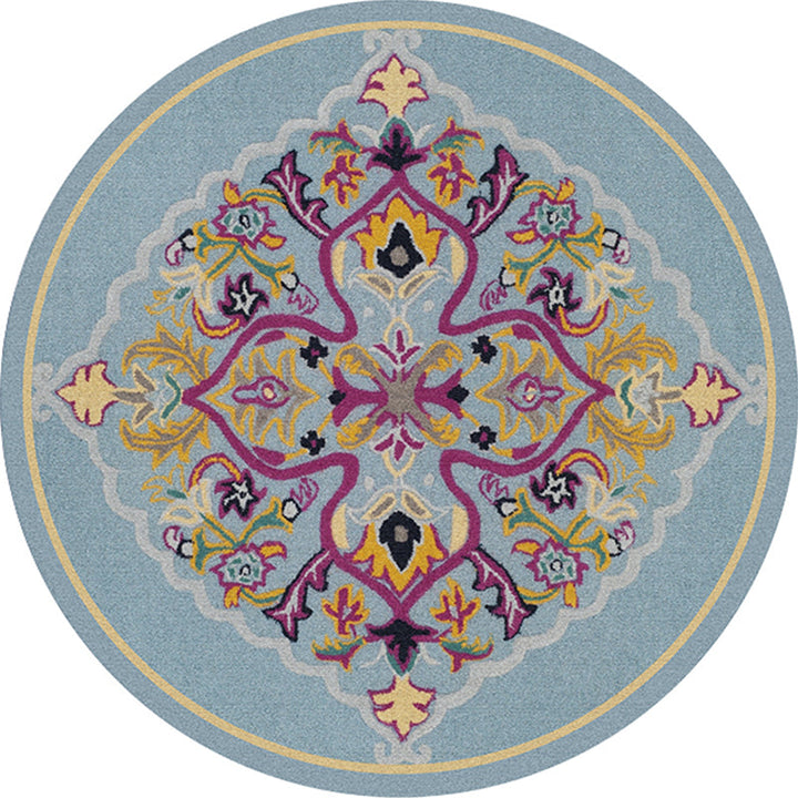 Ethnic Living Room Rug Multicolored Tribal Pattern Rug Synthetic Non-Slip Back Easy Care Indoor Rug | Bowlift