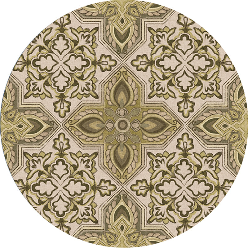 Ethnic Living Room Rug Multicolored Tribal Pattern Rug Synthetic Non-Slip Back Easy Care Indoor Rug | Bowlift