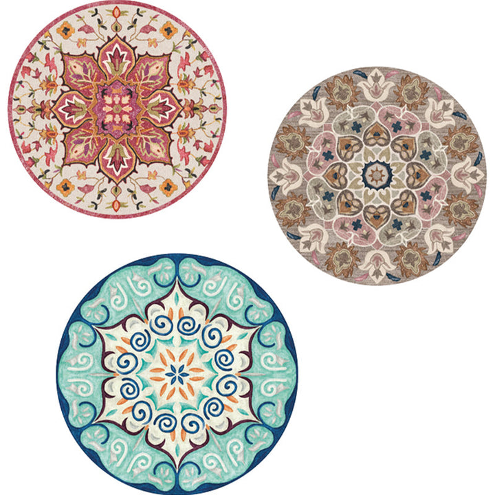 Ethnic Living Room Rug Multicolored Tribal Pattern Rug Synthetic Non-Slip Back Easy Care Indoor Rug | Bowlift