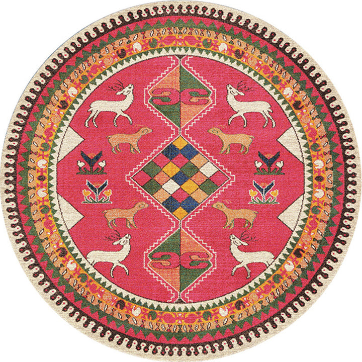 Ethnic Living Room Rug Multicolored Tribal Pattern Rug Synthetic Non-Slip Back Easy Care Indoor Rug | Bowlift