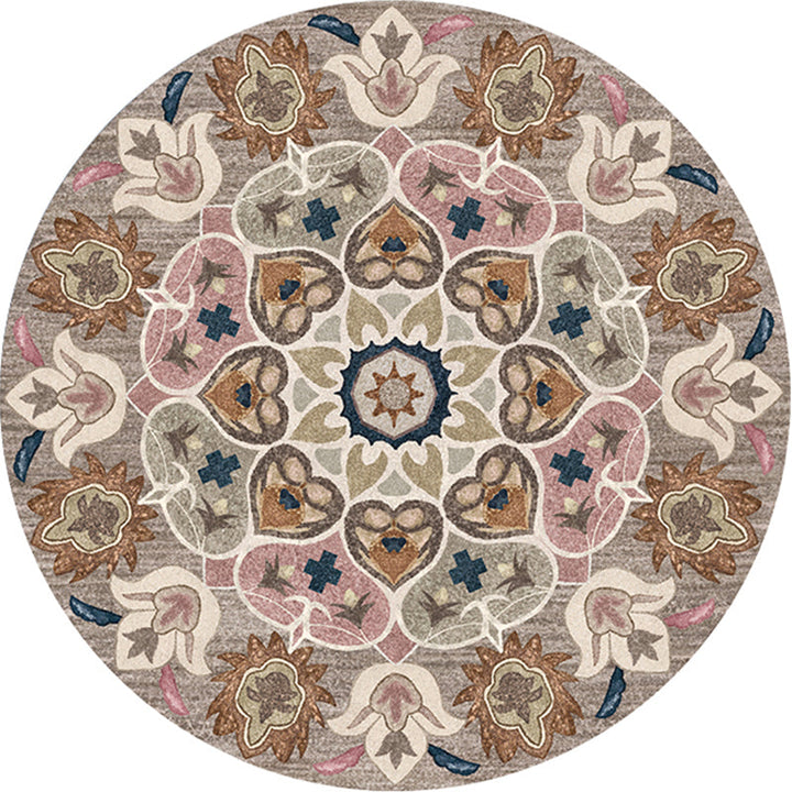 Ethnic Living Room Rug Multicolored Tribal Pattern Rug Synthetic Non-Slip Back Easy Care Indoor Rug | Bowlift