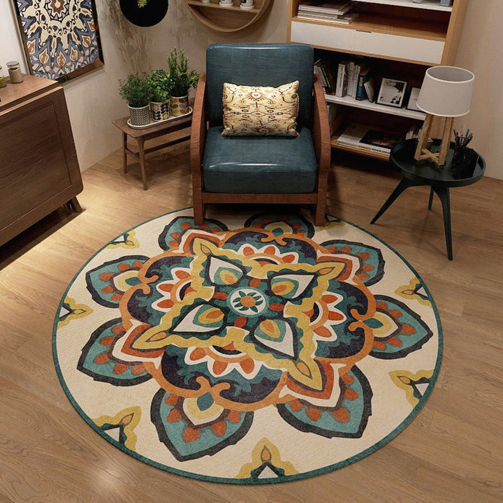 Classic Western Rug Multicolored Tribal Flower Pattern Rug Non-Slip Back Washable Rug for the Room | Bowlift
