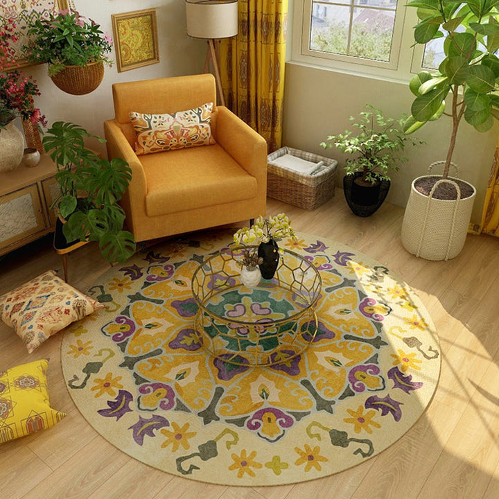 Classic Western Rug Multicolored Tribal Flower Pattern Rug Non-Slip Back Washable Rug for the Room | Bowlift