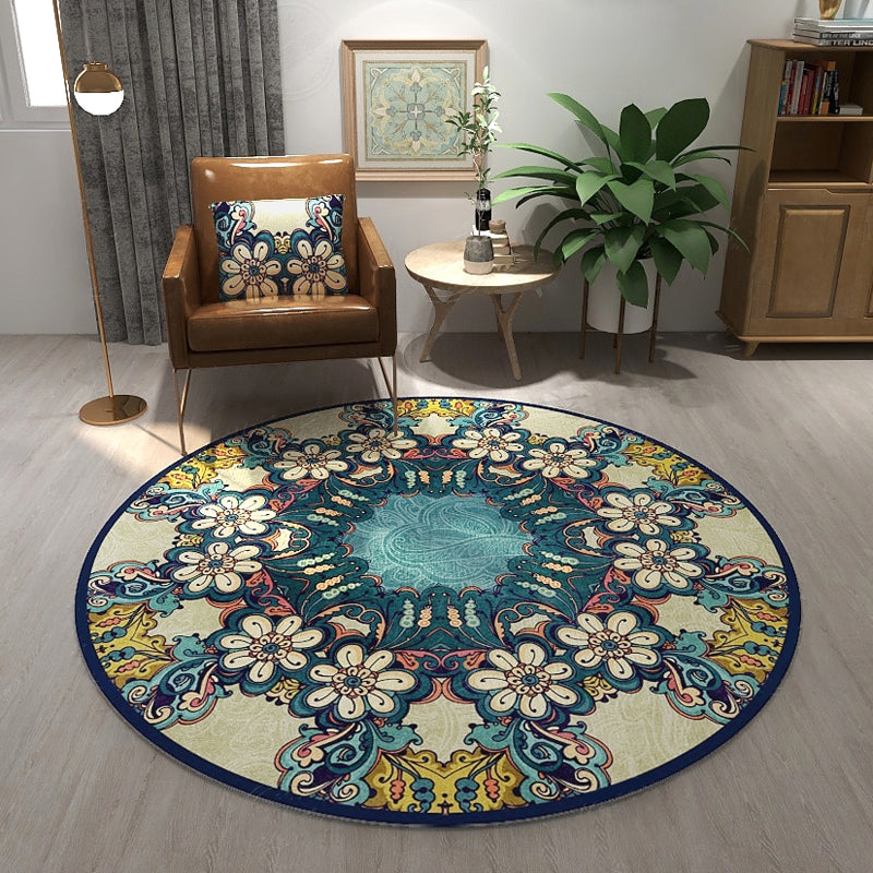 Classic Western Rug Multicolored Tribal Flower Pattern Rug Non-Slip Back Washable Rug for the Room | Bowlift