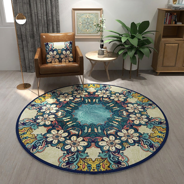 Classic Western Rug Multicolored Tribal Flower Pattern Rug Non-Slip Back Washable Rug for the Room | Bowlift