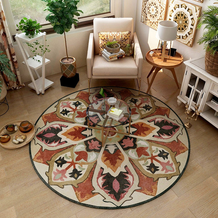 Classic Western Rug Multicolored Tribal Flower Pattern Rug Non-Slip Back Washable Rug for the Room | Bowlift