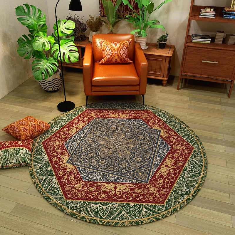 Classic Western Rug Multicolored Tribal Flower Pattern Rug Non-Slip Back Washable Rug for the Room | Bowlift
