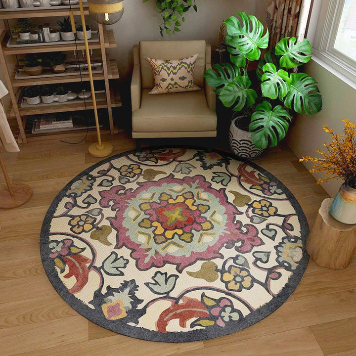 Classic Western Rug Multicolored Tribal Flower Pattern Rug Non-Slip Back Washable Rug for the Room | Bowlift