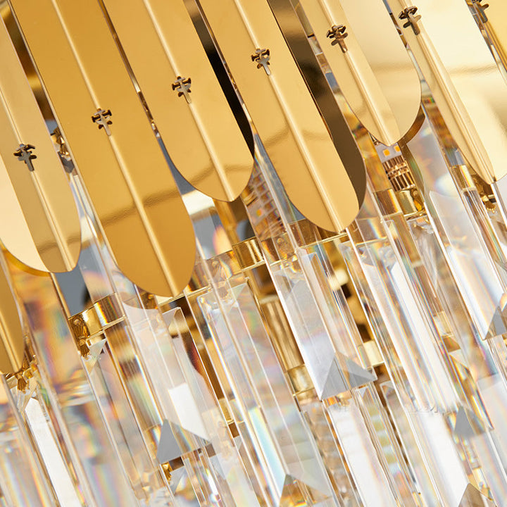 BowLift | Stacked Wall Light Modernist Metal 1 Light Brass Wall Lamp with Clear Crystal Block for Nightstand