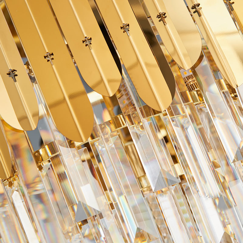 BowLift | Stacked Wall Light Modernist Metal 1 Light Brass Wall Lamp with Clear Crystal Block for Nightstand