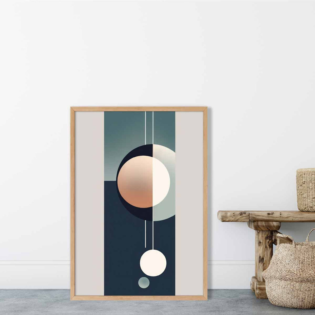 Abstract Forms Art Print Navy Beige and Gray No. 1 | Bowlift
