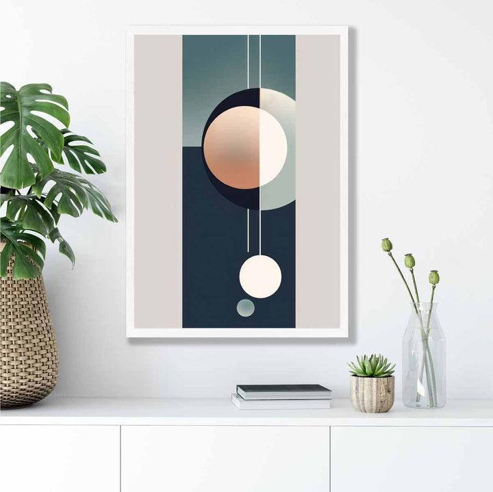 Abstract Forms Art Print Navy Beige and Gray No. 1 | Bowlift