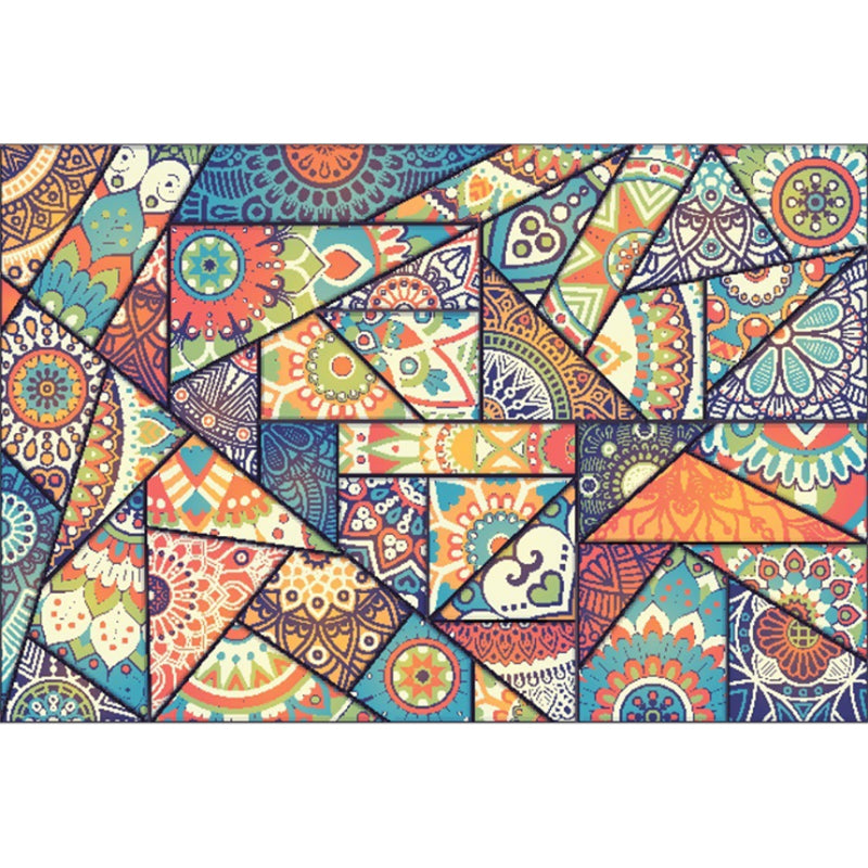 Boho-Chic Living Room Rug Multicolor Geometric Print Rug Polypropylene Machine Washable Non-Slip Back Rug | Bowlift