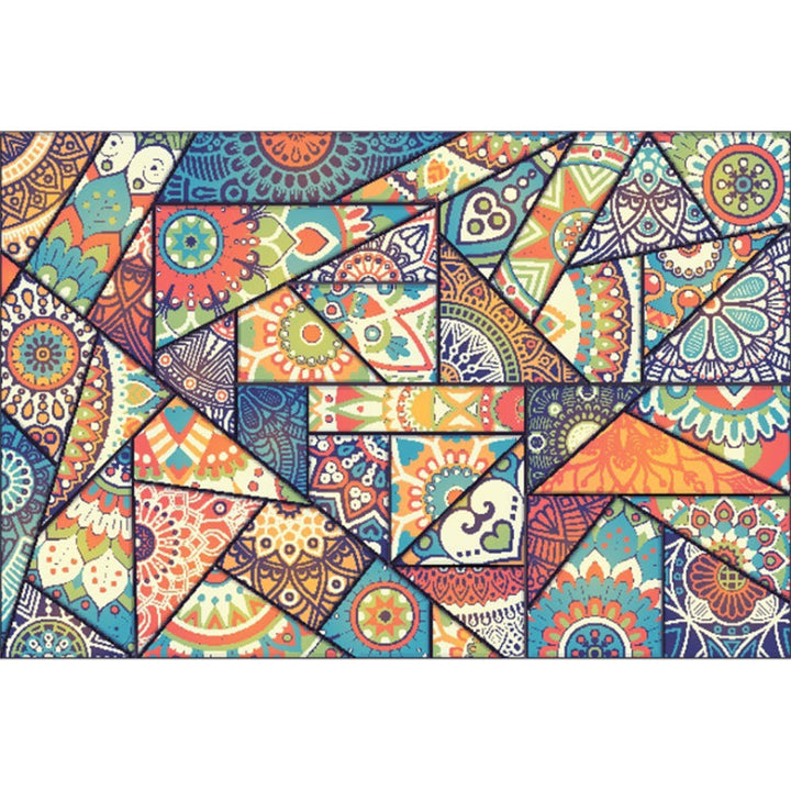Boho-Chic Living Room Rug Multicolor Geometric Print Rug Polypropylene Machine Washable Non-Slip Back Rug | Bowlift