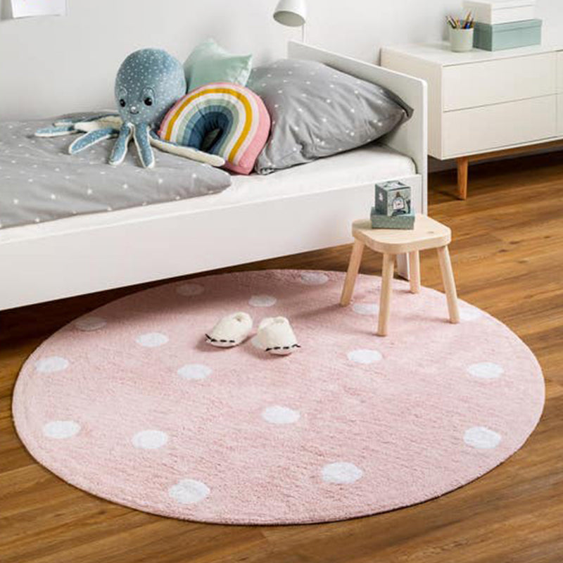 BowLift | Multicolored simple rug Polyester polka dot print rug pet-friendly non-slip backing rug for children's room