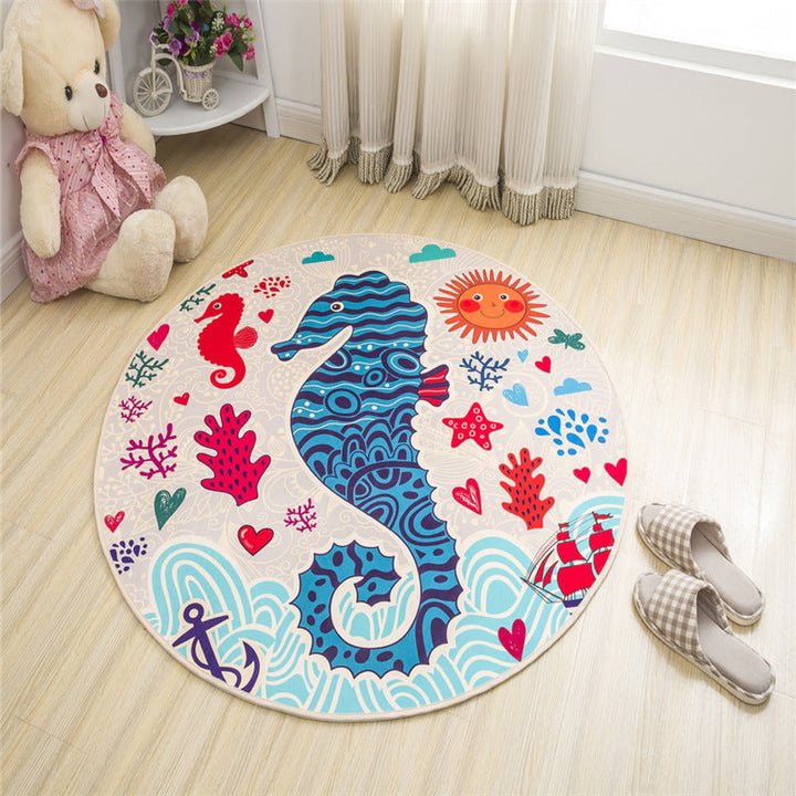 BowLift | Nordic Kids Bedroom Rug Multicolored Cartoon Print Rug Polyester Non-Slip Back Machine Washable Rug