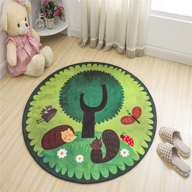 BowLift | Nordic Kids Bedroom Rug Multicolored Cartoon Print Rug Polyester Non-Slip Back Machine Washable Rug